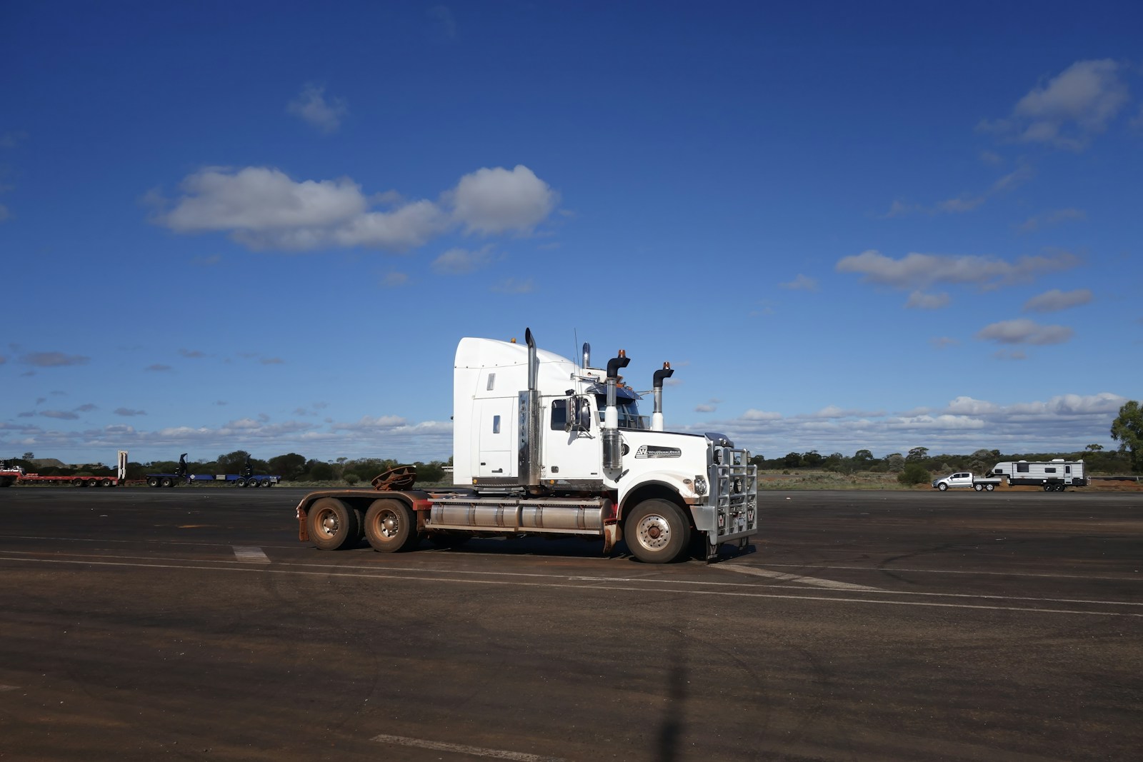 Semi truck traveling on an open rural highway